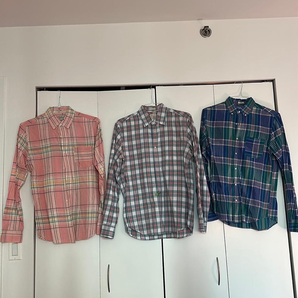 Bundle of 3 spring j. Crew button down men’s shirts in plaid
